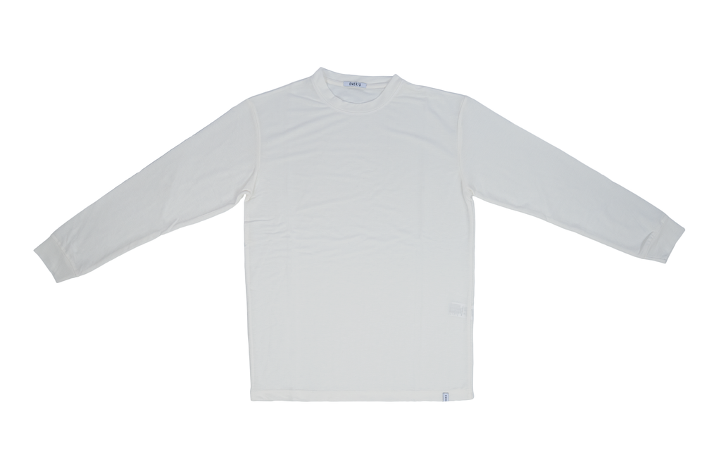 T-shirt Bianca manica lunga paricollo in Piquet