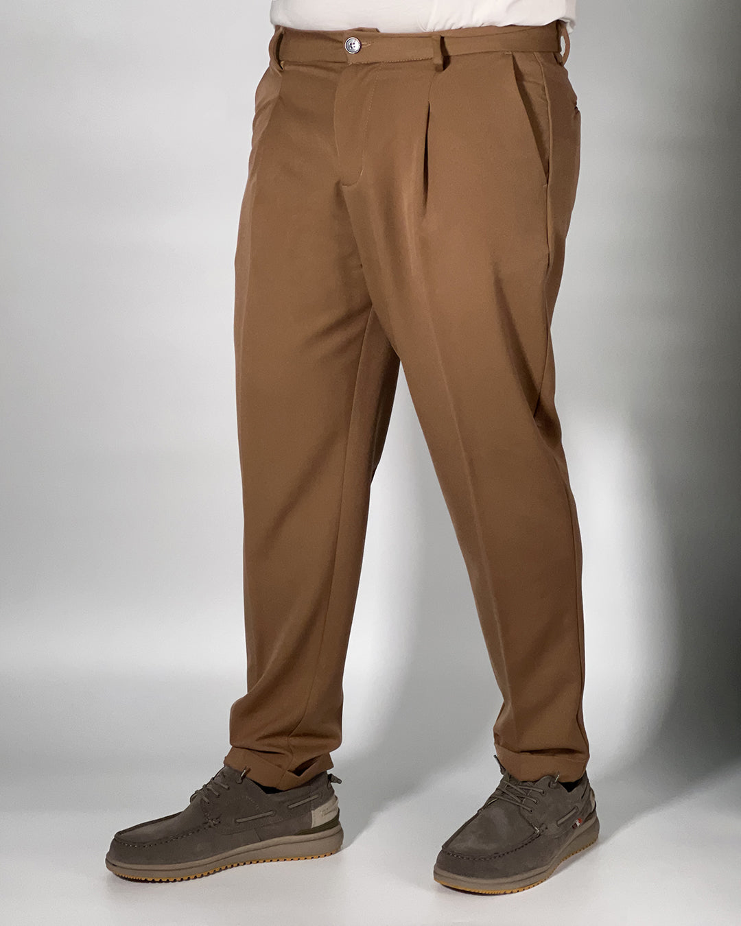 Pantalone Over/D Cacao Tapered Fit 1 Pince e Tasche Doppio Filetto