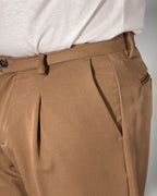 Pantalone Over/D Cacao Tapered Fit 1 Pince e Tasche Doppio Filetto