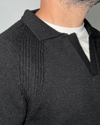 Maglione Polo OVER/D Nero – Eleganza Contemporanea e Comfort di Alta Qualità