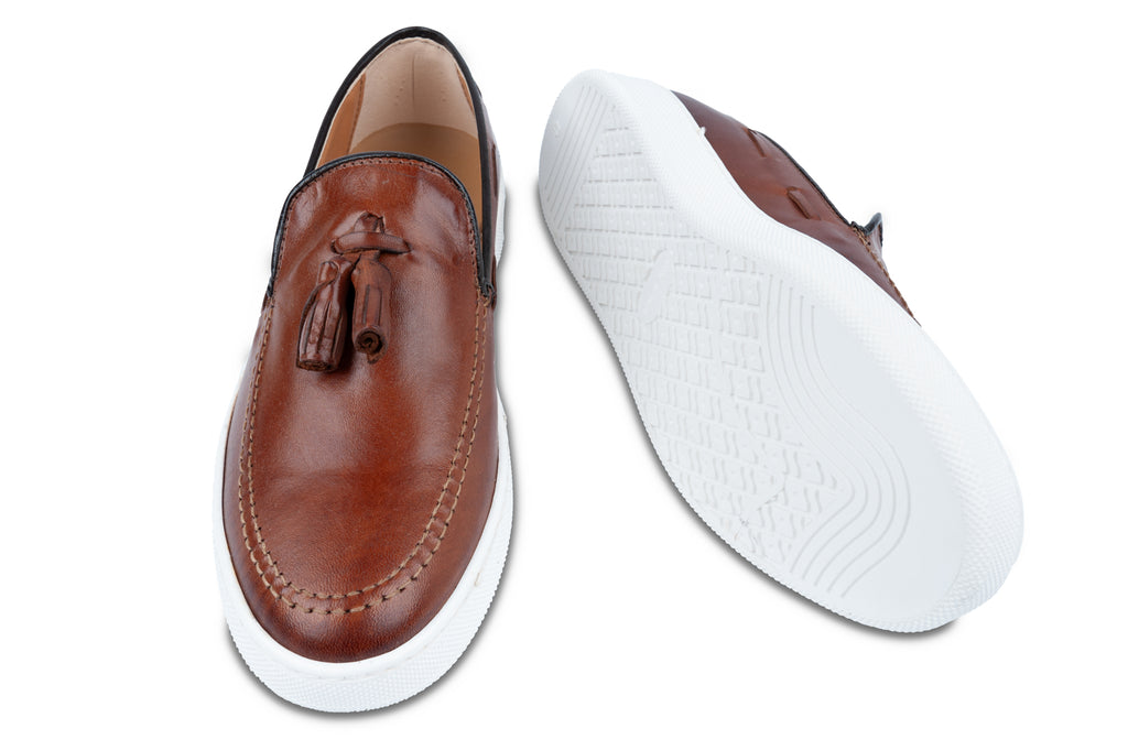 Over/D - Scarpe da uomo Slip on Cognac