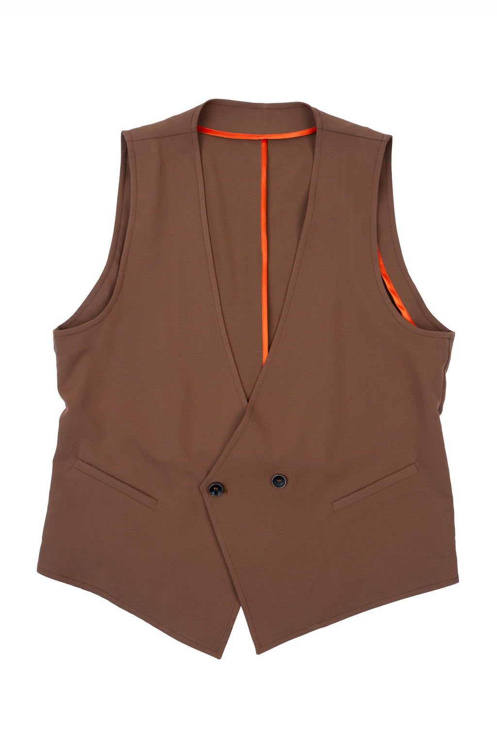 Over/D - Gilet doppiopetto tabacco da uomo con fibbia posteriore