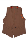 Over/D - Gilet doppiopetto tabacco da uomo con fibbia posteriore