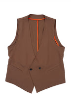 Over/D - Gilet doppiopetto tabacco da uomo con fibbia posteriore