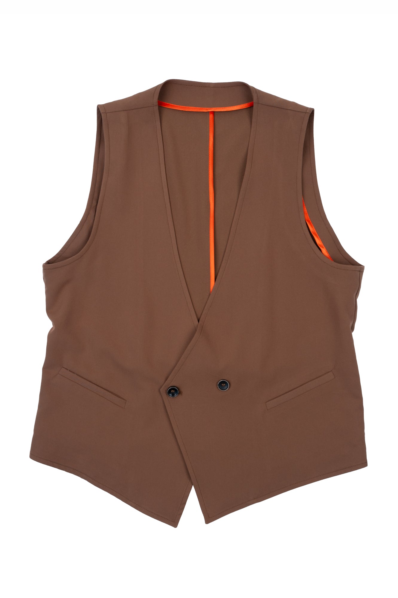 Over/D - Gilet doppiopetto tabacco da uomo con fibbia posteriore