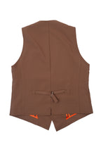 Over/D - Gilet doppiopetto tabacco da uomo con fibbia posteriore