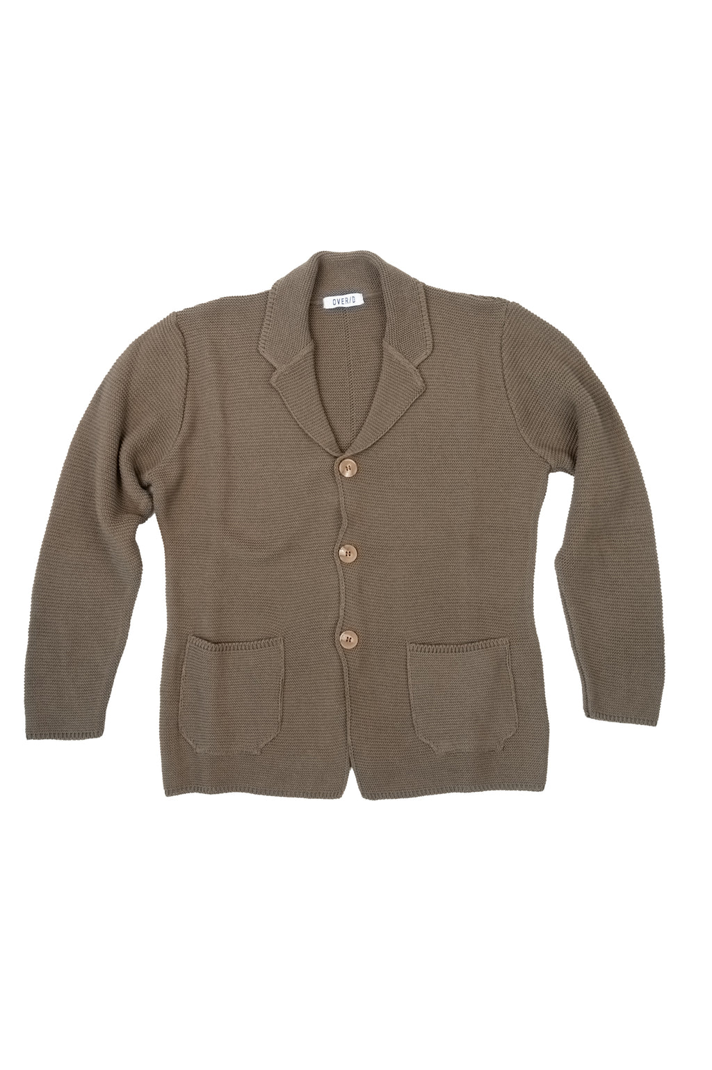 Over/D - Giacca Cardigan collo revers Verde Militare
