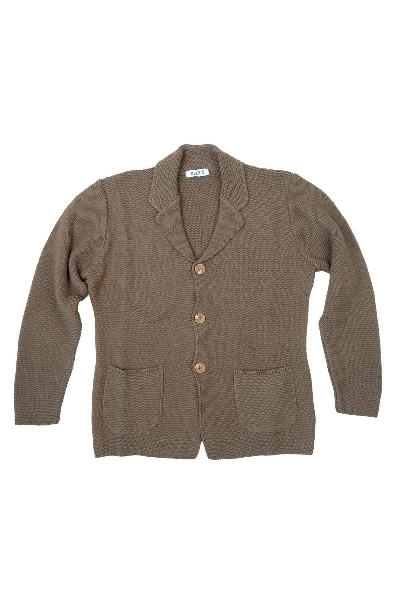 Over/D - Giacca Cardigan collo revers Verde Militare
