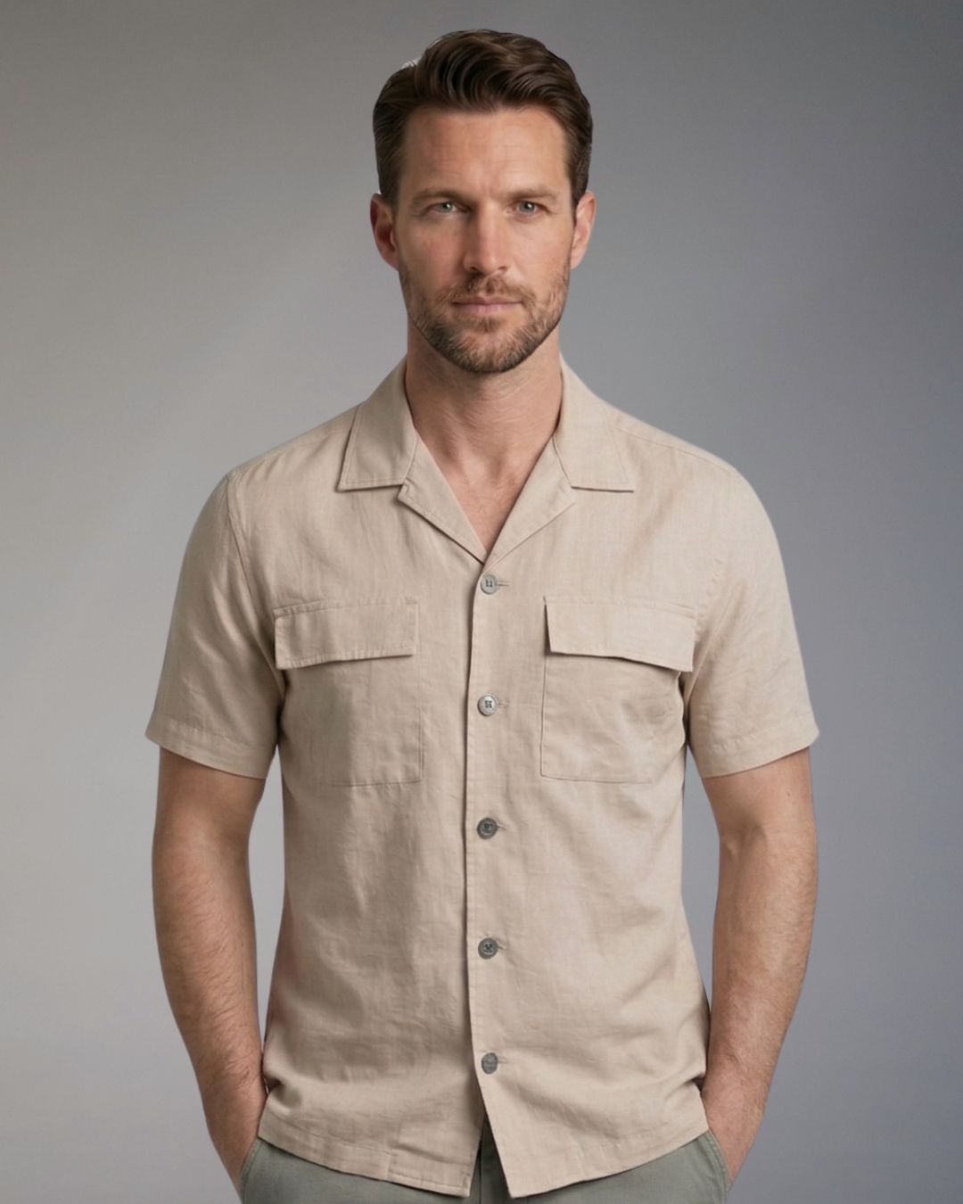 Camicia Overshirt Uomo Over/D a Maniche Corte con Taschino