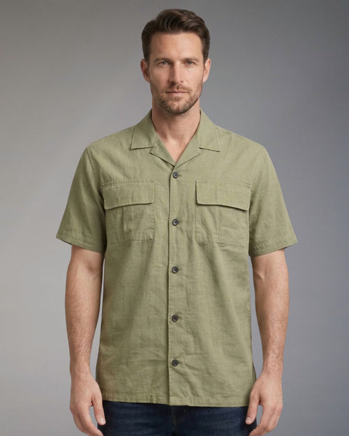 Camicia Overshirt Uomo Over/D a Maniche Corte con Taschino
