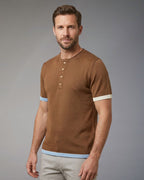 Maglia Uomo Over/D Modello Serafino a Maniche Corte con Profili a Contrasto