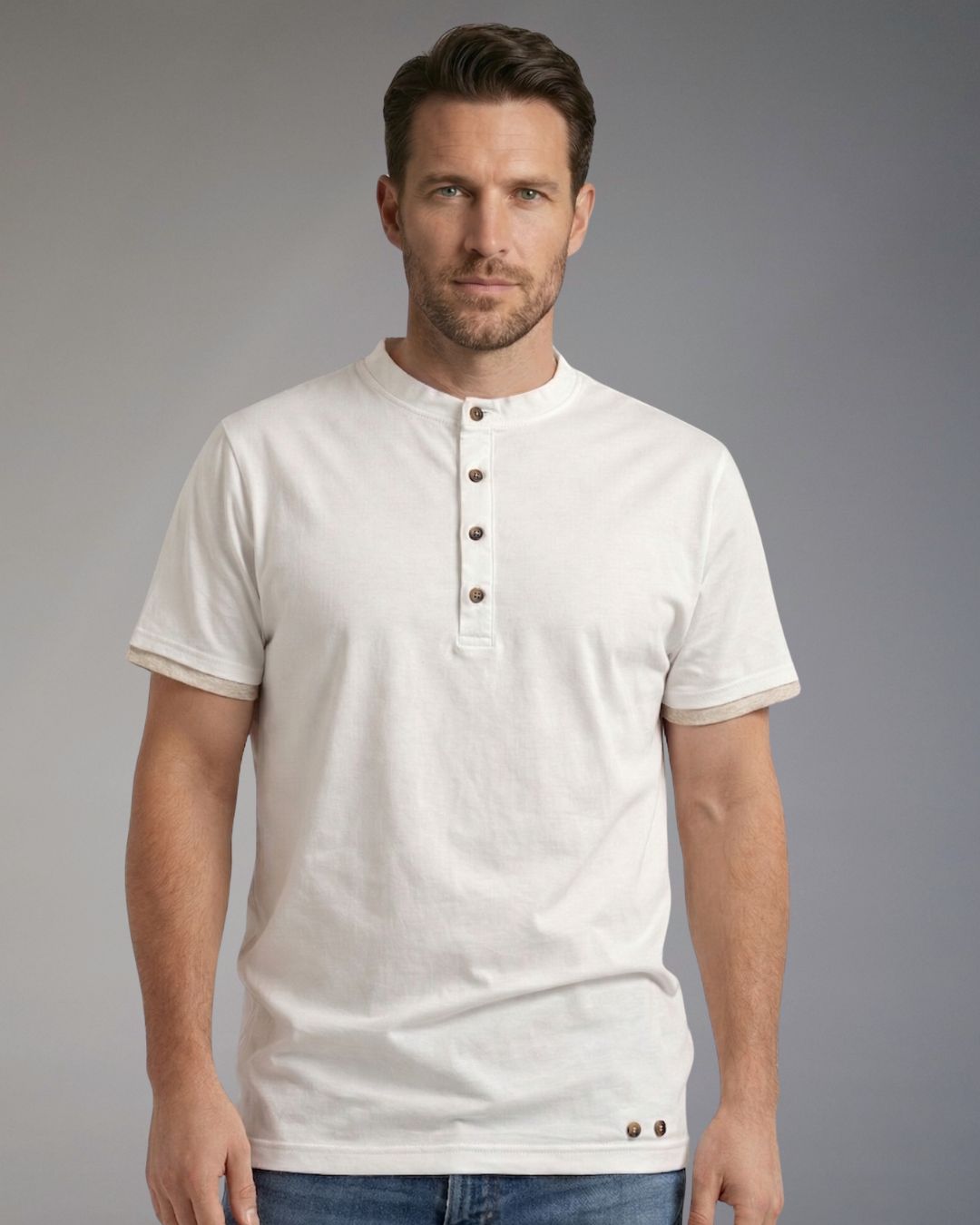 T-Shirt Uomo Over/D Serafino a Maniche Corte