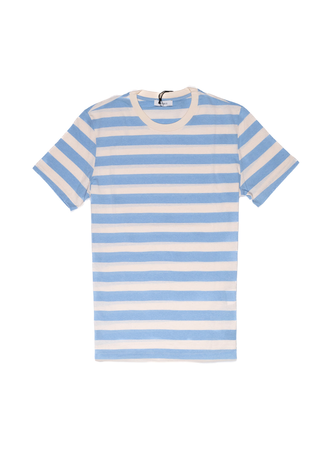 OVER/D T-shirt Uomo Bianca Righe Azzurre