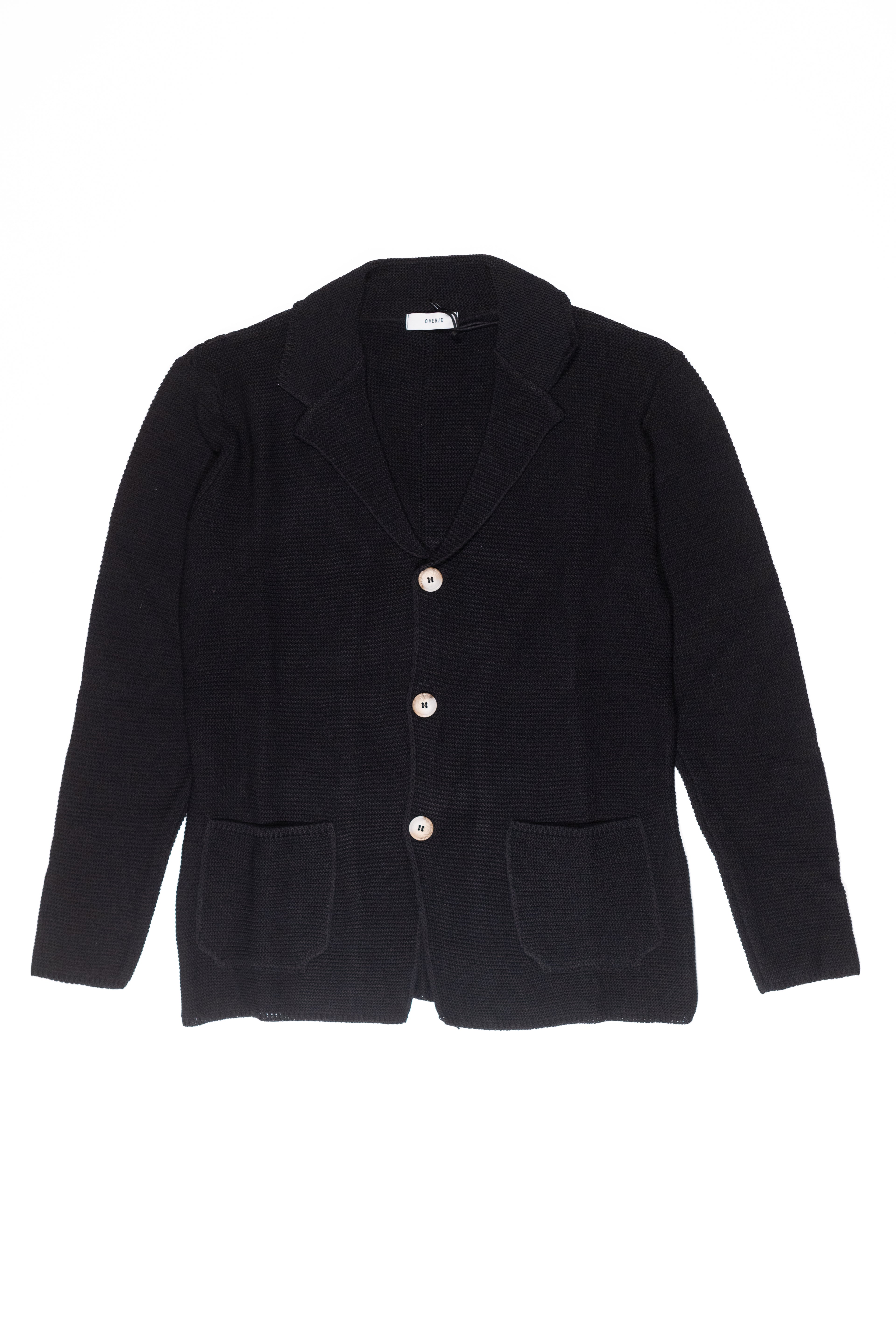 OVER/D Giacca Cardigan 3 Bottoni Collo Revers Nero