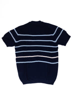 OVER/D Maglia Girocollo Mezza Manica a Righe Blu