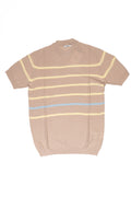 OVER/D Maglia Girocollo Mezza Manica a Righe Greige