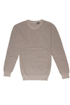 OVER/D Pullover Uomo Girocollo a Coste Greige