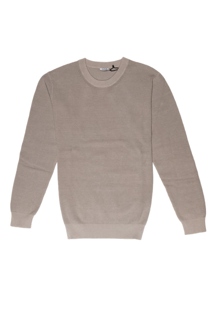 OVER/D Pullover Uomo Girocollo a Coste Greige