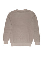 OVER/D Pullover Uomo Girocollo a Coste Greige