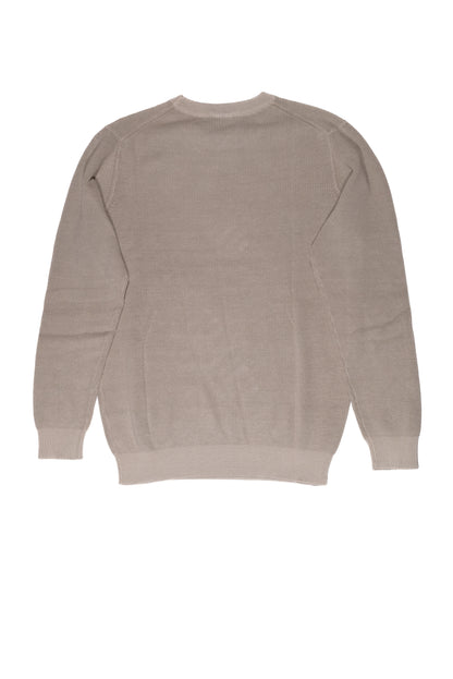 OVER/D Pullover Uomo Girocollo a Coste Greige
