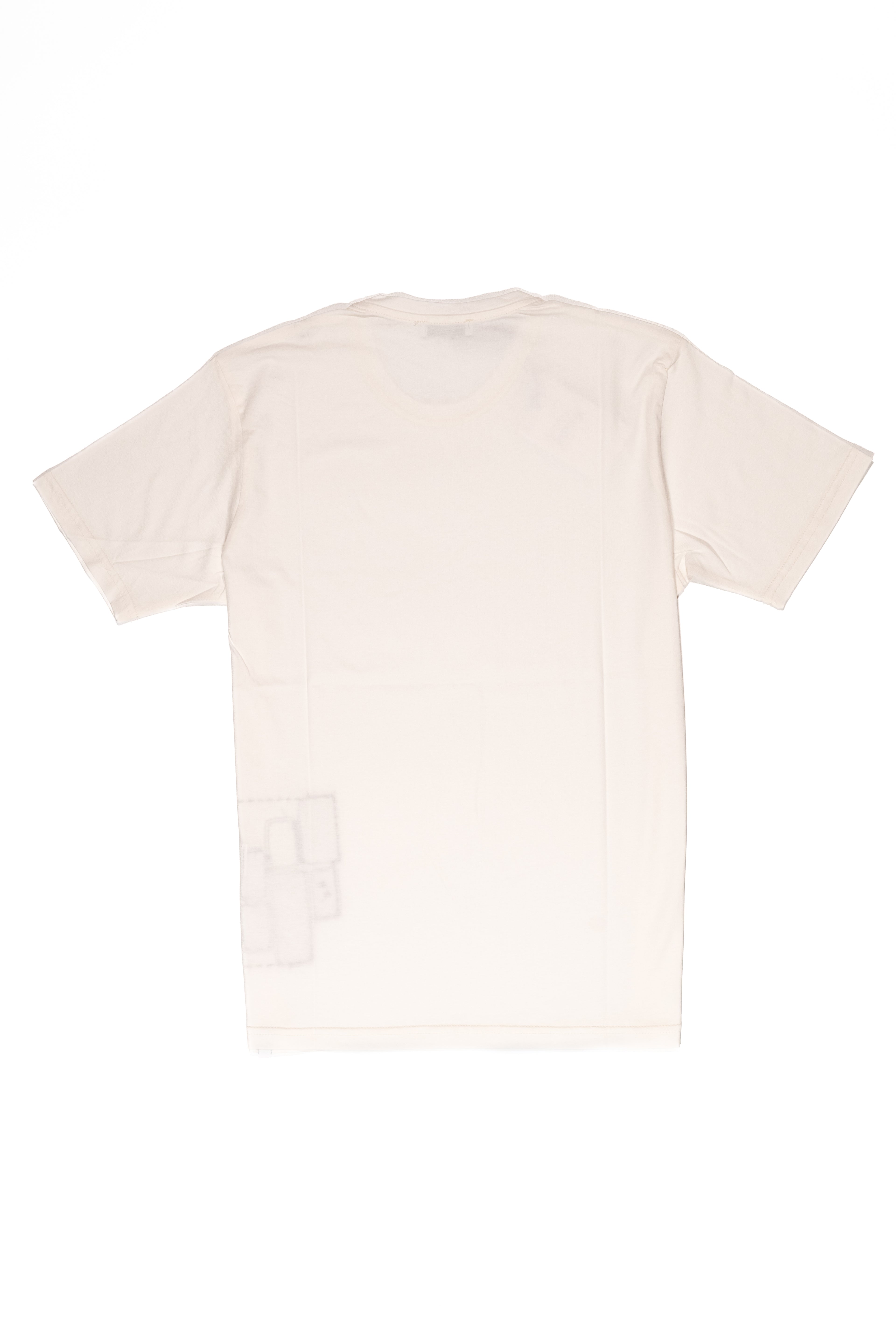 OVER/D T-Shirt Uomo Panna Dettaglio Patchwork