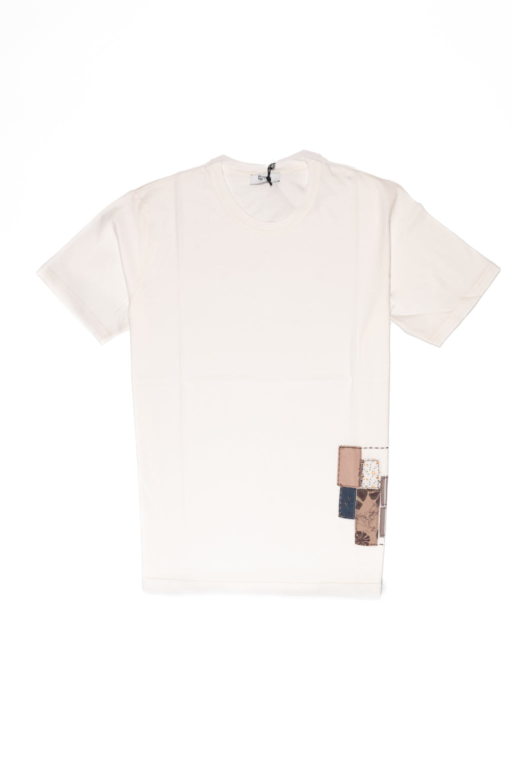 OVER/D T-Shirt Uomo Panna Dettaglio Patchwork