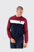 Felpa Three Stroke OSWALD Bordeaux girocollo da uomo