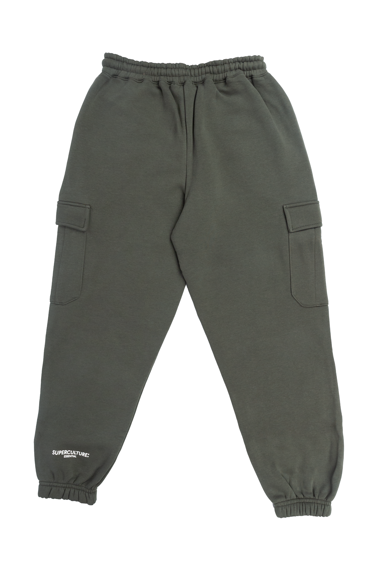 Pantalone in felpa Superculture Verde Militare con tasconi e elastico caviglia