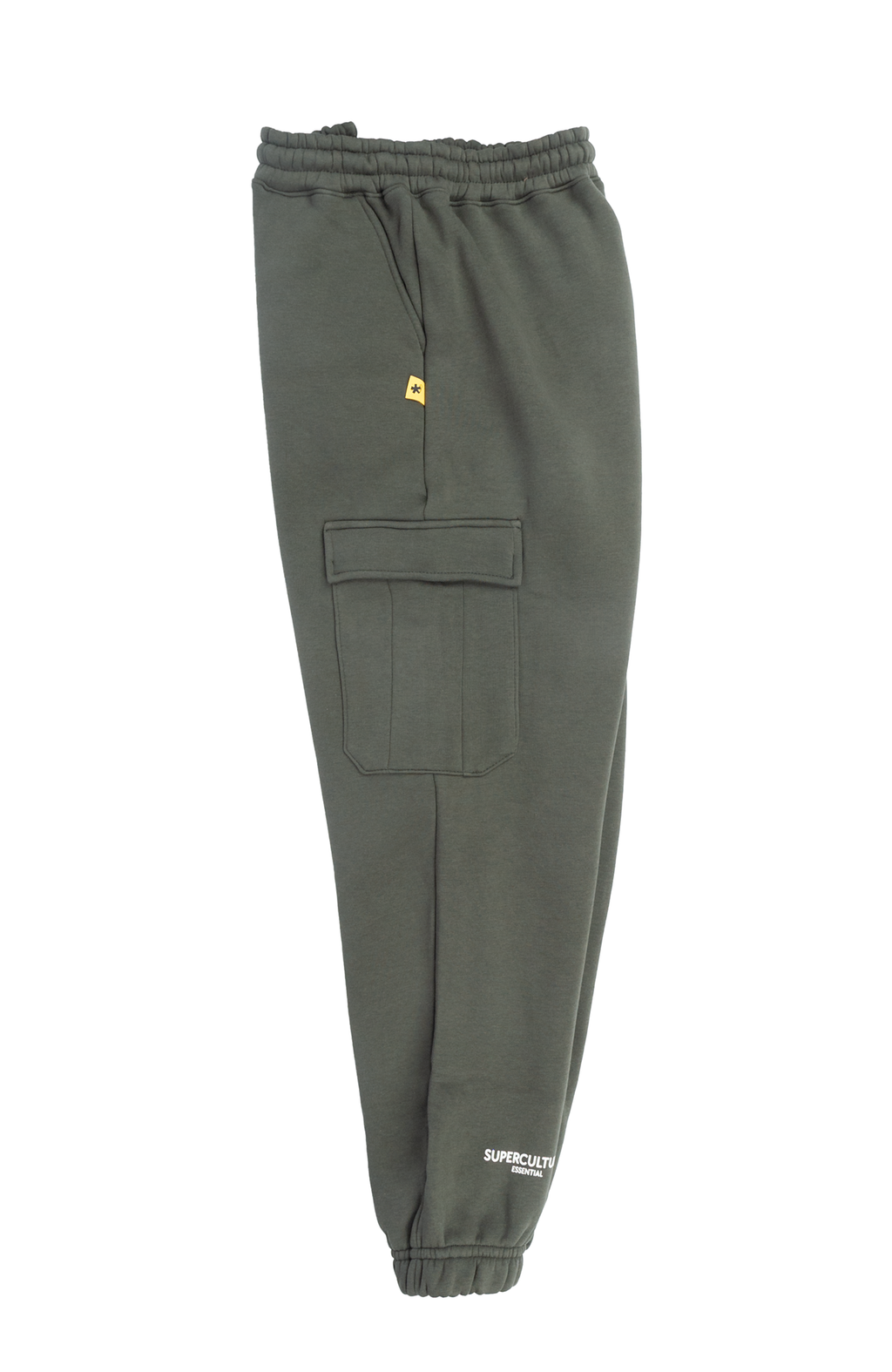 Pantalone in felpa Superculture Verde Militare con tasconi e elastico caviglia