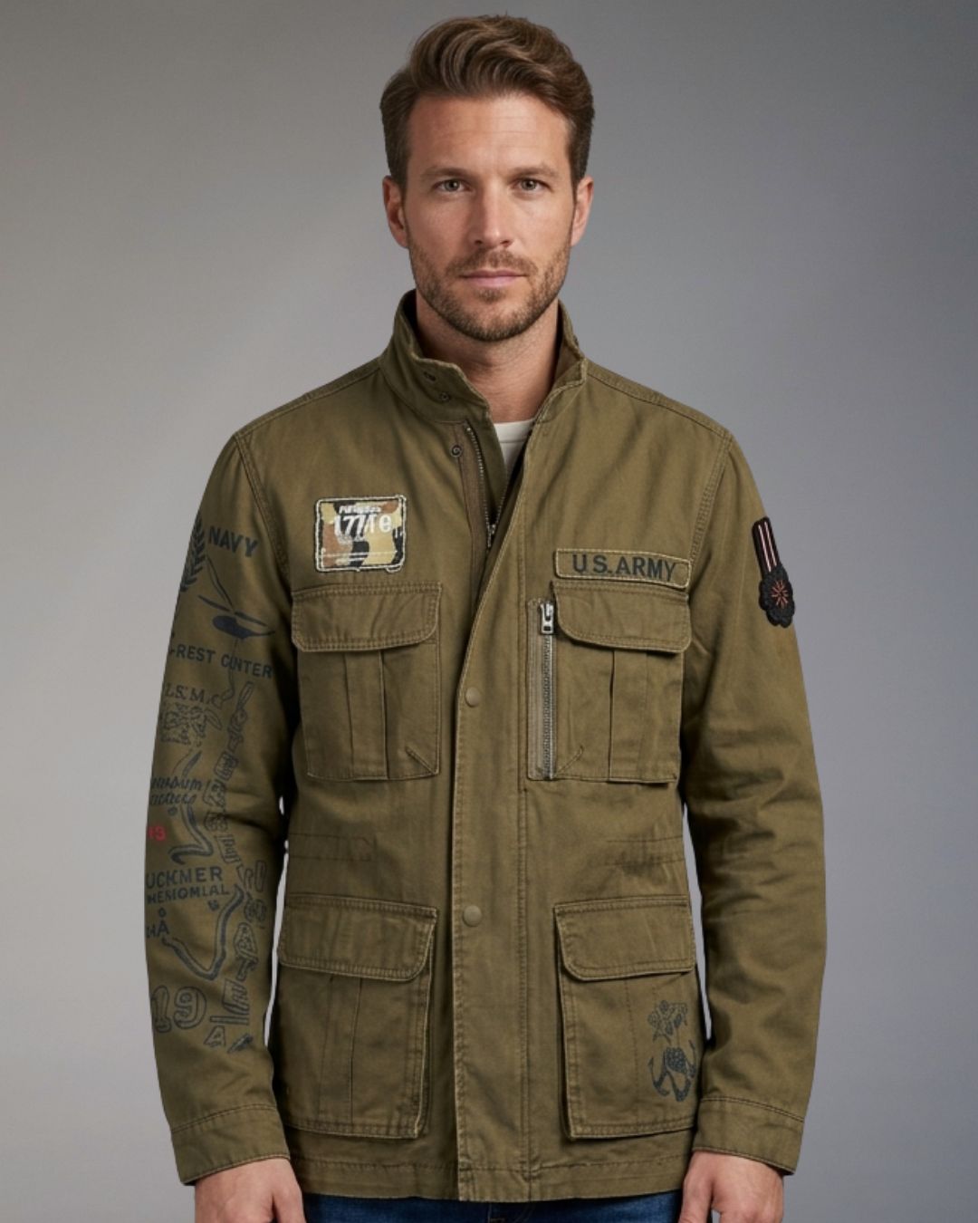 Giacca Uomo Sahariana R-Ytual Verde Militare
