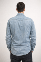 Camicia Uomo R-Ytual in Denim Chiaro 100% Cotone