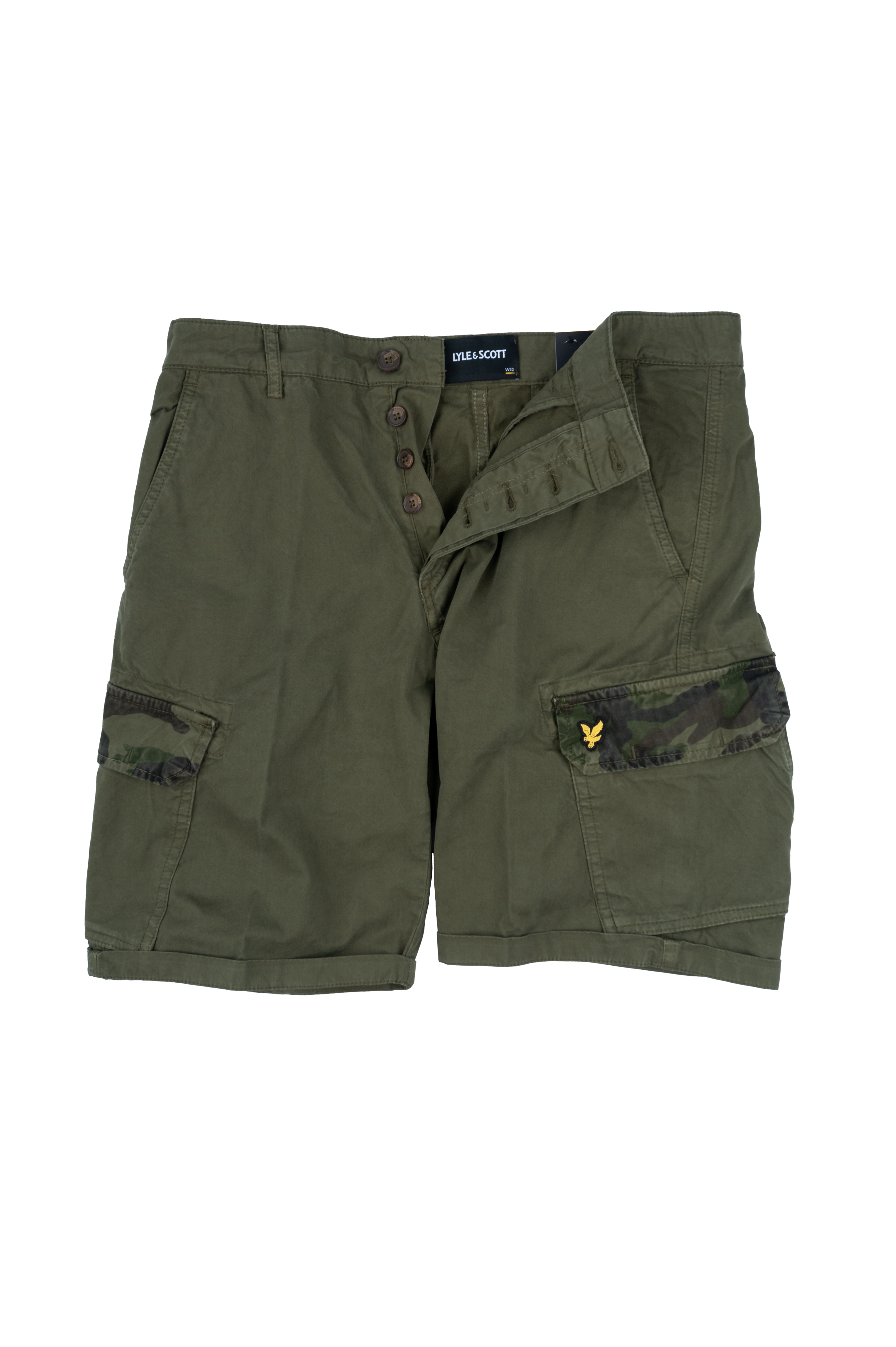 LYLE & SCOTT Pantaloncini da uomo Cargo Wembley SH1815IT Military/Camouflage