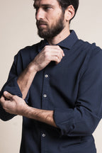 Impure - Camicia da uomo blu slim fit