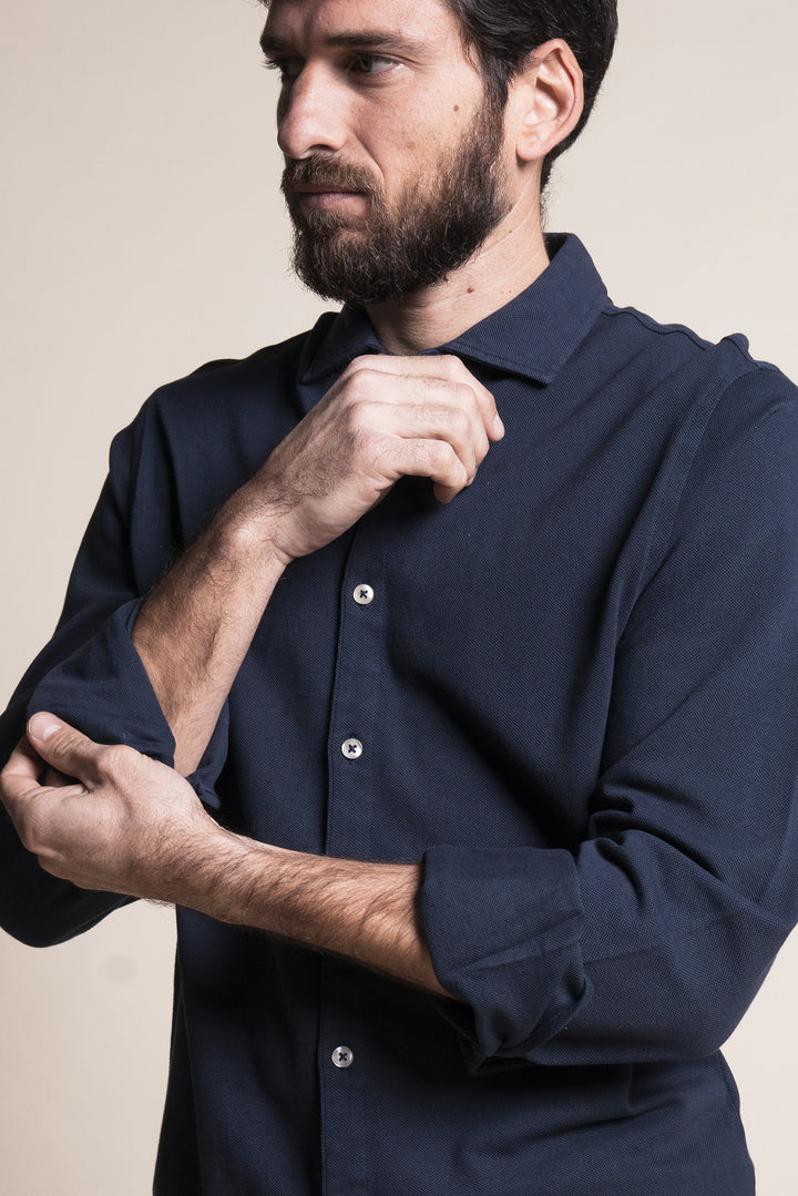 Impure - Camicia da uomo blu slim fit