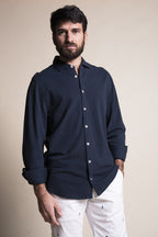 Impure - Camicia da uomo blu slim fit