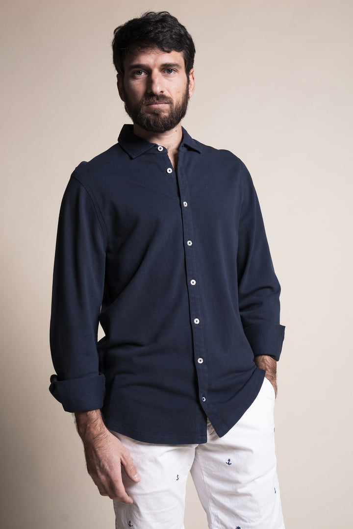 Impure - Camicia da uomo blu slim fit