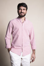 Impure - Camicia da uomo a righe rosse slim fit