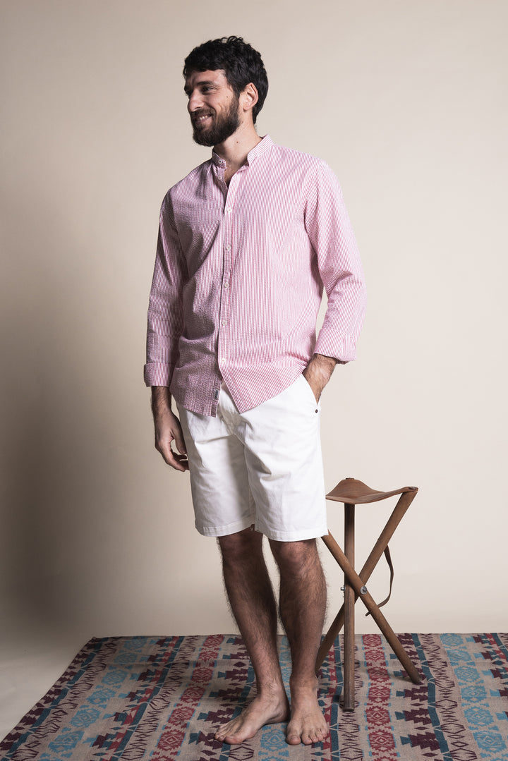 Impure - Camicia da uomo a righe rosse slim fit