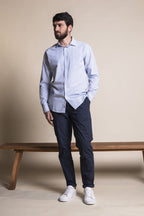 Impure - Camicia da uomo a righe blu slim fit