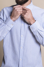 Impure - Camicia da uomo a righe blu slim fit