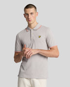LYLE & SCOTT Tipped Polo Shirt Pale Grey/ Coral Stand