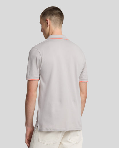 LYLE & SCOTT Tipped Polo Shirt Pale Grey/ Coral Stand