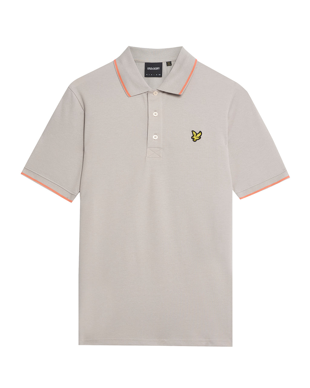 LYLE & SCOTT Tipped Polo Shirt Pale Grey/ Coral Stand