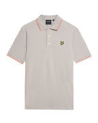 LYLE & SCOTT Tipped Polo Shirt Pale Grey/ Coral Stand
