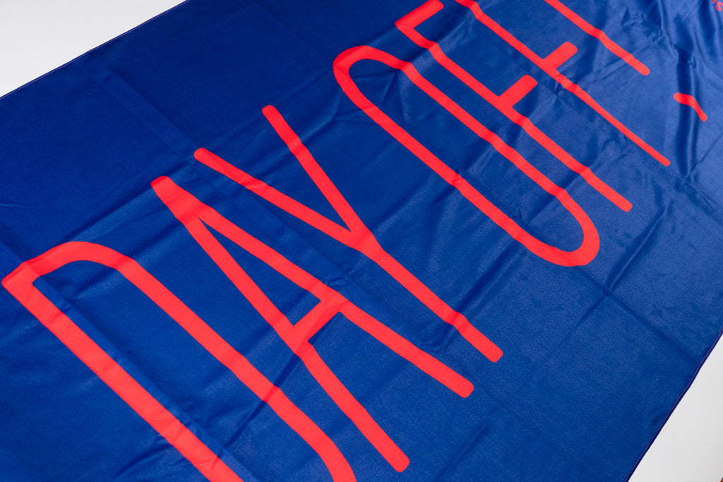 SUPERCULTURE Telo mare Viola in microfibra con stampa DAY OFF