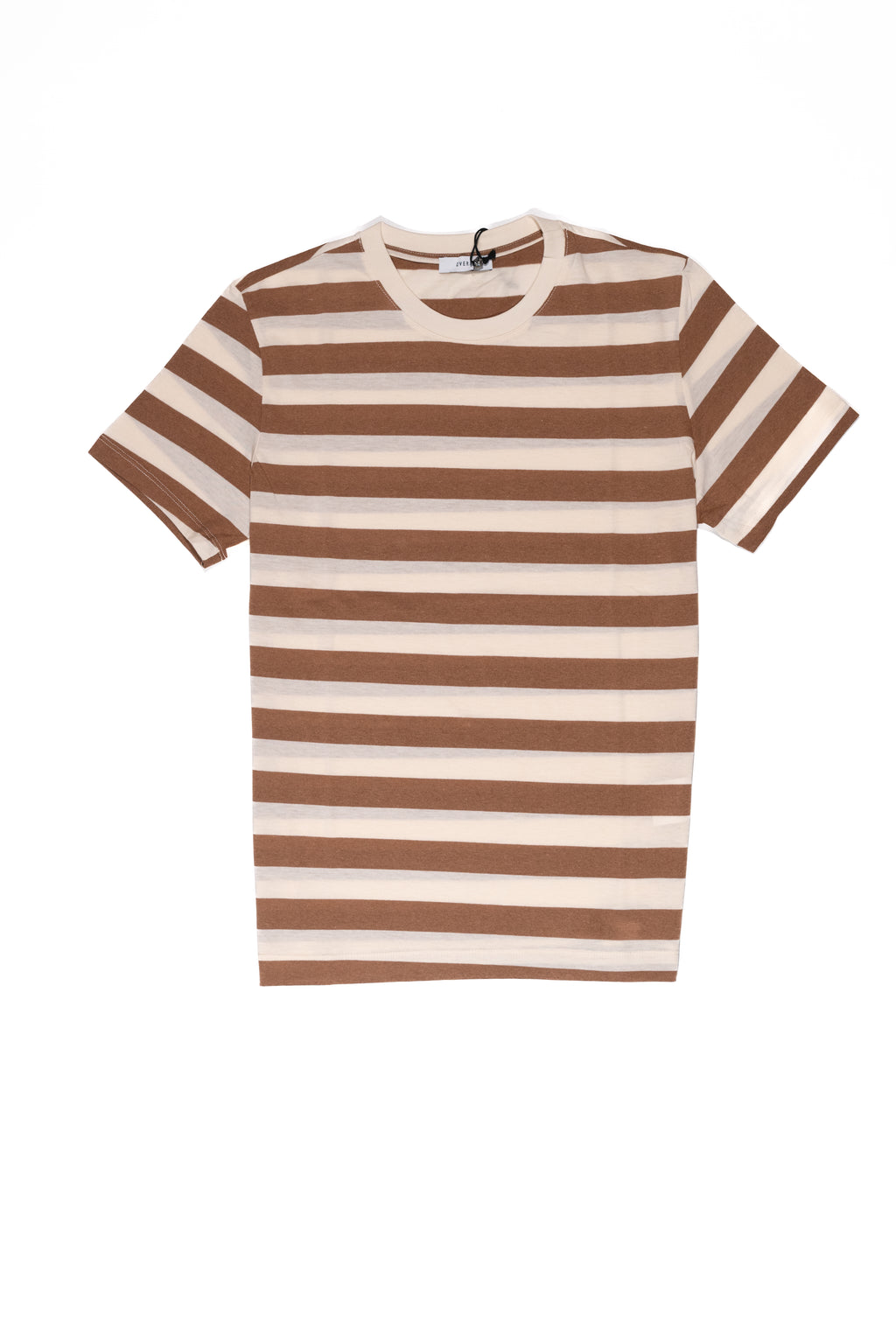 OVER/D T-shirt Uomo Bianca Righe Marrone