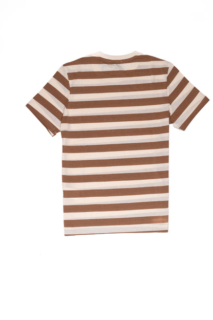 OVER/D T-shirt Uomo Bianca Righe Marrone