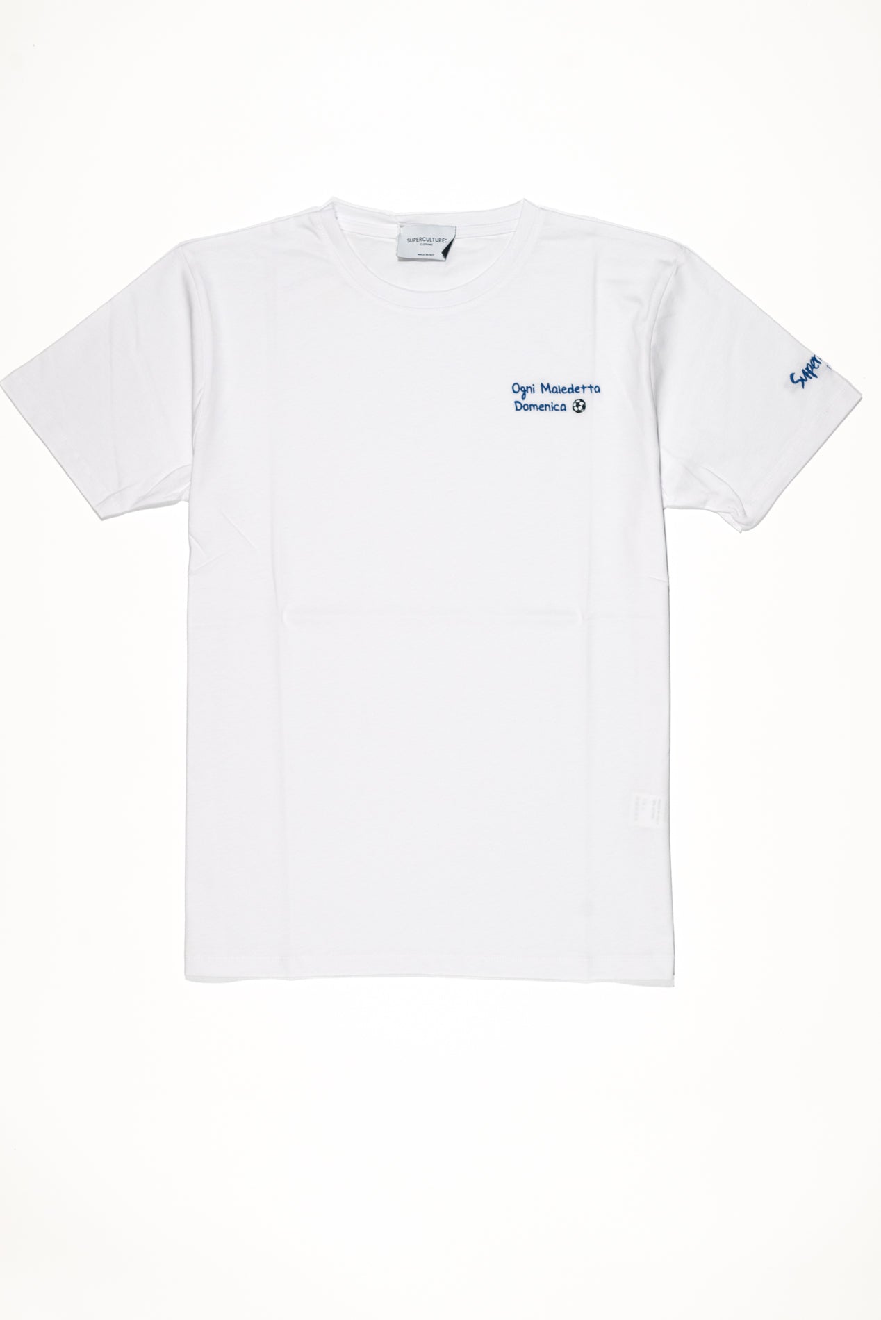 SUPERCULTURE T-shirt Bianca con ricamo lato cuore OGNI MALEDETTA DOMENICA - regular fit