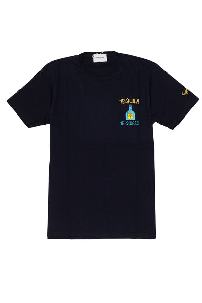 SUPERCULTURE T-shirt Bianca con stampa e ricamo catenella TEQUILA TE QUIERO - regular fit