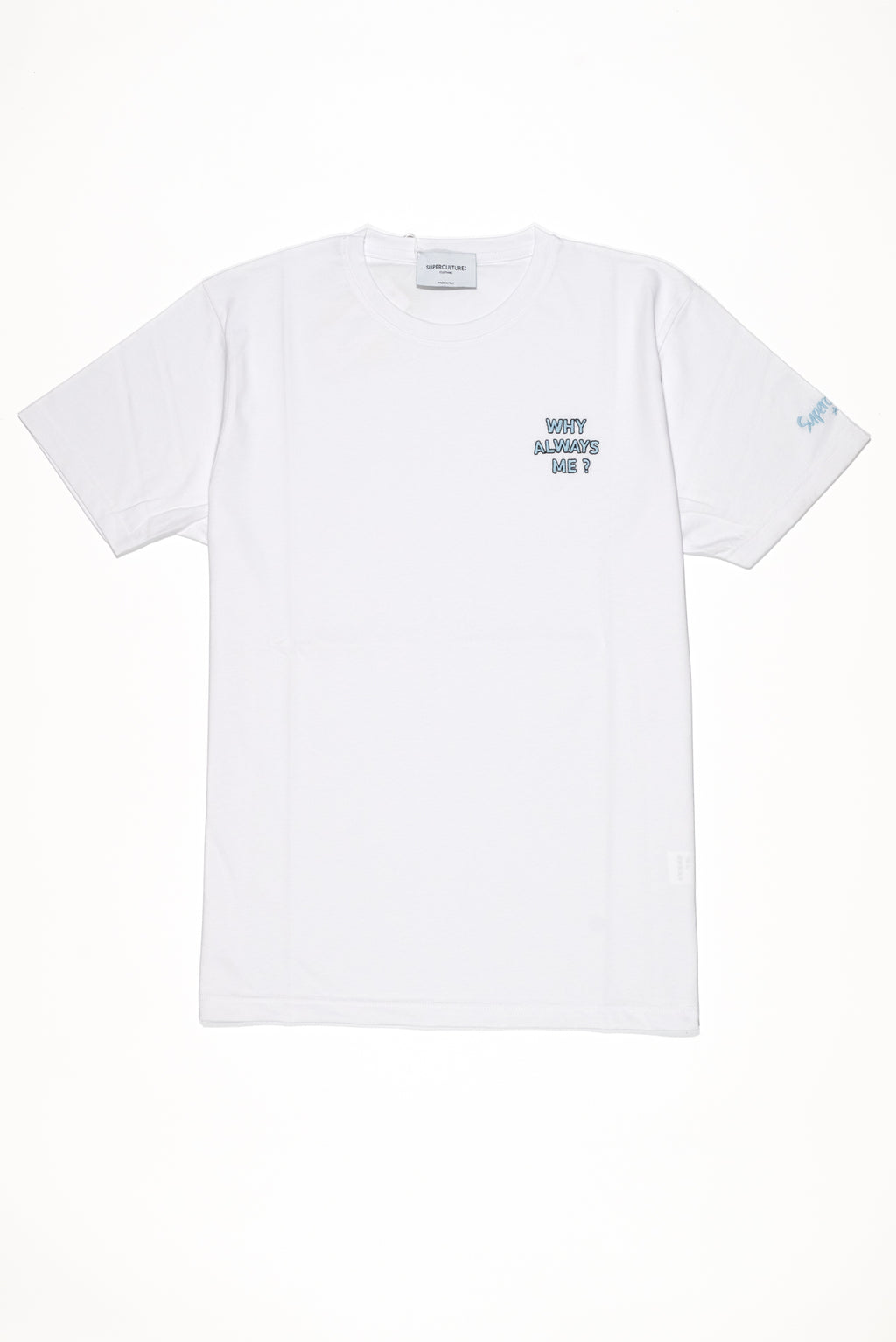 SUPERCULTURE T-shirt Bianca con ricamo lato cuore WHY ALWAYS ME - regular fit